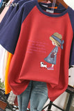 100% Cotton L-4XL T Shirt Plus Size Cartoon Girls Print Tshirt Short Sleeve Women Summer Sweet O Neck Oversized T