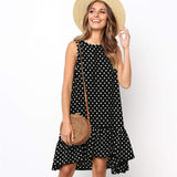 Women Summer Dress Polka Dot Chiffon Sleeveless Beach Mini Casual Yellow Sundress 2021 Fashion Plus Size Dress For