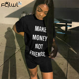 Summer Club Outfits Suits 2 Piece Set Women White Black T Shirt Two Piece Biker Shorts Set Ladies Tracksuit Matching