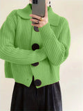 Women's Loose Korean Version Of Fashion Casual Big Collar Knitted Cardigan
