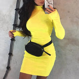 Winter Solid Dress Women Sexy Night Club Bodycon Turtleneck Warm Solid Color Dress Tight buttocks Mini Dress Size