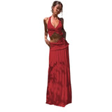 New Women's Fashion Sexy V-Neck Hanging Neck Sling Wooden Ear Dress Two