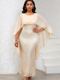 Women's Spring New Fashion Chiffon Cloak Cane Cown Banquet Party Dress