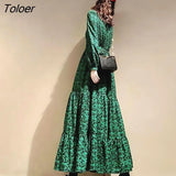 Sleeve Dress Women Floor-length Floral Tunic French Style Vintage Temperament Ulzzang Stylish A-line Empire Street Fall