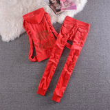 2021Velvet Tracksuit Two Piece Set Women Sexy Hooded Long Sleeve Top And Pants Bodysuit Suit Runway