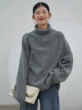 Drawstring Big Size Knitting Sweater Turtleneck Long Sleeve Women Pullovers New Fashion Tide Autumn Winter 2022