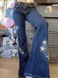 Star Embroidered Flare Jeans-Outfit