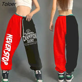 Contrast Color Sweat Pants Women Personality Hip-hop Jazz Loose Pants High Waist Feet All-match Street Dancing