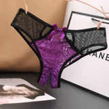 Lace Opening Hollow Pants To Seduce Low-Rise Trousers Transparent Color Mesh