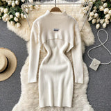 Winter Solid Sexy Sweater Sets Short Half High Collar Knitwear+V Neck Camis Dress Women Warm Knitted Two Pieces
