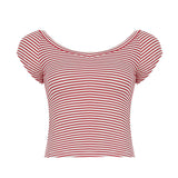 Wind Daily Basis Simple Stripes Bumpy Big U Collar Slime Summer