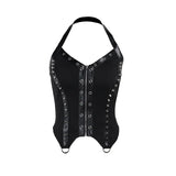 Summer 2024 New Hot Girl Blouse Dark Wind Street Leisure Hanging Neck Riveted Vest Girl-Outfit
