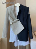 Patchwork Blazers For Women Notched Collar Long Sleeve Colorblock Blazer Female Spring Clothing New 2022