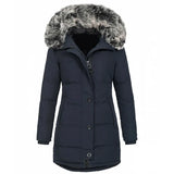 Women's Autumn And Winter New Women's Hat Warm Slim Cotton-Padded Clothes In The Long Solid Color Coat-Outfit