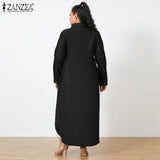 ZANZEA Fashion Women Shirt Dress 2022 Spring Autumn Leopard Printed Patchwork Maxi Dresses Long Sleeve Loose Oversize Robe