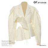 New Careful Machine Bow Knot Hollow Age Reduction Porch Fold Bubble Sleeve Top