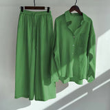 Summer Autumn Cotton Linen Women's 2 Piece Sets Outfits Vintage Elegant Casual Oversized Loose Shirts Blouses and Pants