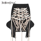 Patchwork Drawstring Bandage Pants For Women High Waist Zipper Casual Cargo Trousers Female 2022 Summer Fashion