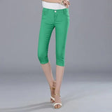 Women's Capris Jeans Pants Female Knee Length Stretch Slim Capri Jeans Women Candy Color Summer Denim Jeans