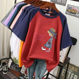 100% Cotton L-4XL T Shirt Plus Size Cartoon Girls Print Tshirt Short Sleeve Women Summer Sweet O Neck Oversized T