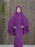 Kaftan Muslim Prayer Garment Dress Arab Middle Eastern Prayer Hijab Teen Girl Simple Two-Piece Suits Kids Islamic Clothing-Outfit