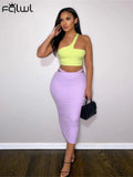 Summer Sexy Womens 2 Two Peice Sets Skirts Sleeveless Backless Crop Top Maxi Skirts Suits Soild Purple Matching Dress