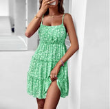 2023 Summer V Neck Sexy Mini Dress Hollow Tie Back Women Spaghetti Strap Dresses Boho Casual Beach Short Dress