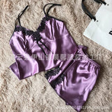 Women's Sexy Pajamas Simulation Silk Pajamas Large-Size Water-Soluble Embroidered Home Underwear Pyjamas