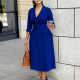 Neck Chiffon Lantern Sleeve Top Presses Two-Piece
