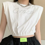 Women Letter Clothes Harajuku Crop Tank Tops Summer 2024 Sleeveless Loose T-shirts y2k Aesthetic Clothing Tube Tops Streetwear-Outfit