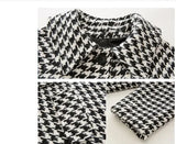 Bird Lattice Woollen Coat Women's Autumn And Winter Korean Loose Medium Length Small And Cotton Thickened Plaid