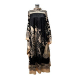 High-Suppe Lady Party Unique Trendy Prints Of Stingy-Faced Bat Long-Sleeved Long-Sleeved Long Dress