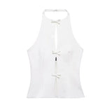 Summer New Women's Bow Hanging Neck Collar Shorts