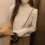 Sweater Women's Bottom Sweater Autumn And Winter New Fashionable And Fashionable Black Sweater With Warm And Slim Body-Outfit