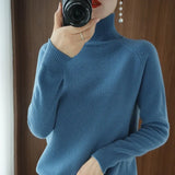 Turtleneck Sweater Cashmere Solid Knitted Pullover Tops Casual All-Match Long Sleeve Winter Thick Bottoming Shirt