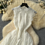 Retro Romantic Atmosphere Feel Sleeveless Dress Women's Lace Mesh Design Super Fairy Temperament Long