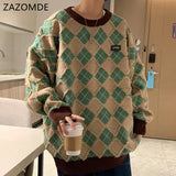 Men Hip Hop Sweaters Streetwear Retro Knitted Pullover Tops New Geometry Casual Knit Warm Pullover Harajuku Sweater