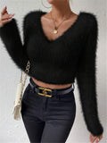 And Winter New Solid Color V-Neck Repair With Plush Short Lady