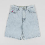 Year's Popular Style Men's Shorts Y2K Pants Original Gothic Hip-Hop Cartoon Pattern Embroidered Loose Denim Shorts-Outfit