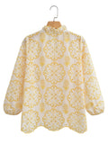 Women's Pineapple Embroidered Collar Shirt