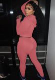 Casual Zipper Pocket Long Sleeve Hoodies An Pant Two Piece