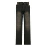 High-Waisted Loose Wash Street Simple Straight Casual Pants 2024 Textured Fabric Jeans-Outfit