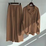 Summer Autumn Cotton Linen Women's 2 Piece Sets Outfits Vintage Elegant Casual Oversized Loose Shirts Blouses and Pants