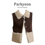 Collar Vest Folded Over-Wearing Jersey High-Waisted Wide-Legged Trouser