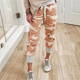 Hemp Blended Print Casual Drawstring Jogging
