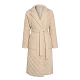 Winter Spring Mid-length Women's Parkas Black Cotton Padded Lace Jacket Light Thin Fashion Elegant Quilted Coats for