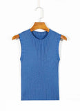 casual black summer sweater women sleeveless chic women grey blue green pullover