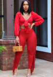 Party Sexy Knotted Crop Top and Ruffles Pants