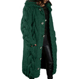 Autumer Winter Long Sleeve Top Crew Neck Women Sweater Knit Cardigan Pull Button Thick Warm Loose Casual Long Coat