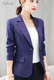Women Long Sleeve Blazers Chic Elegant Lapel Casual Business Single-breasted Solid Color Office Temperament Coats